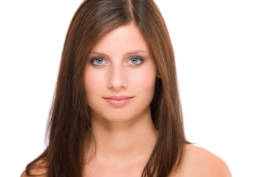 Beautiful brunette model smiling natural portrait