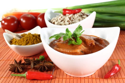 red curry with vegetables and wild rice