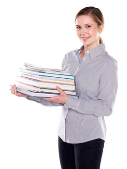 Young woman carrying books