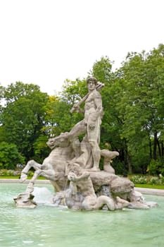 Neptune sculpture in the old Munich Botanical Garden near Karlplatz