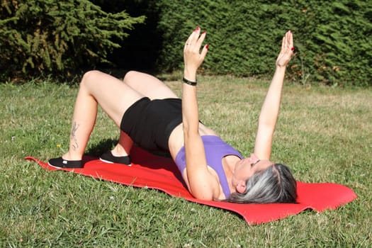 details of a session of stretching and pilates with a sexy girl
