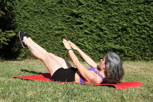 details of a session of stretching and pilates with a sexy girl