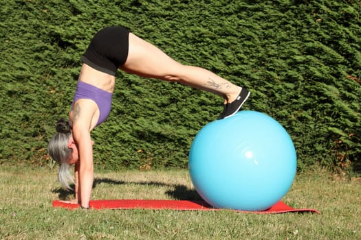 details of a session of stretching and pilates with a sexy girl