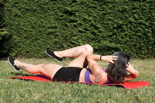 details of a session of stretching and pilates with a sexy girl