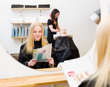 Young girl waiting at the Beauty Spa