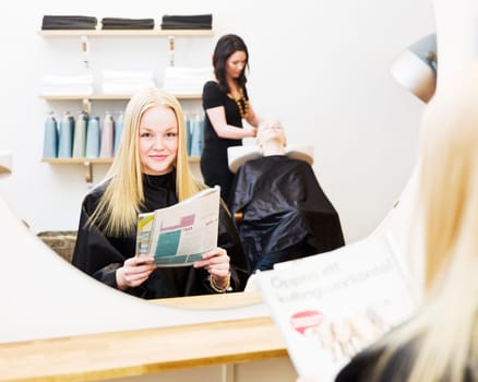 Young girl waiting at the Beauty Spa