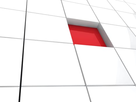 3d cube red white area square abstract