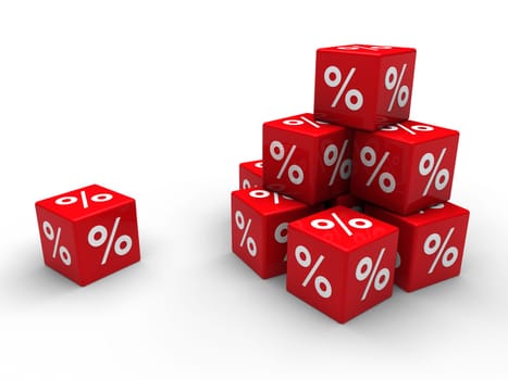 3d red cube sale discount percent business