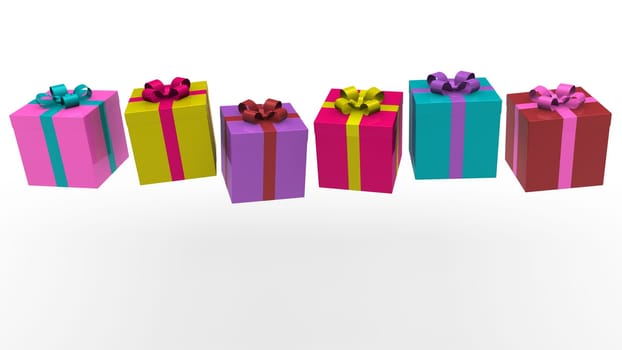 3d pink gift green gold ribbon christmas