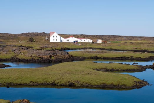 houses on the lagoon north of Reykjavik, Iceland