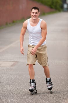 Young man with inline skater
