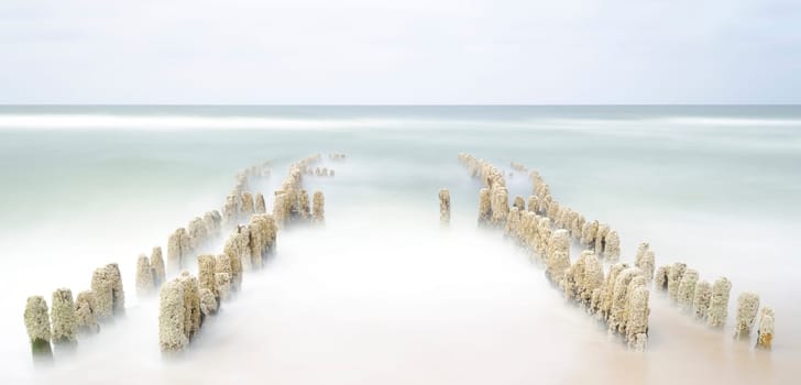 Old wooden stage in Rantum on the island of Sylt
