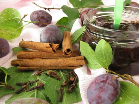 Plum jam with spices