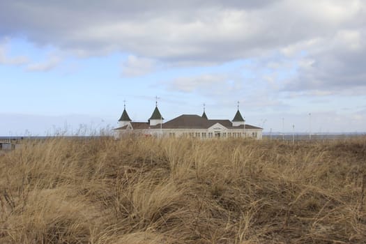 The historic pier of Ahlbeck,island of Usedom,Baltic Sea,hidden behind the dune