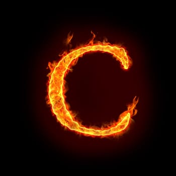 fire alphabets in flame, letter C