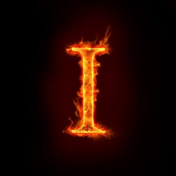 fire alphabets in flame, letter I