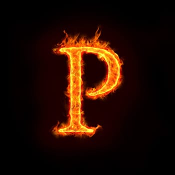 fire alphabets in flame, letter P