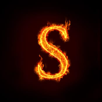 fire alphabets in flame, letter S