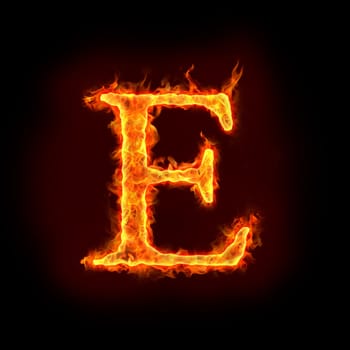 fire alphabets in flame, letter E