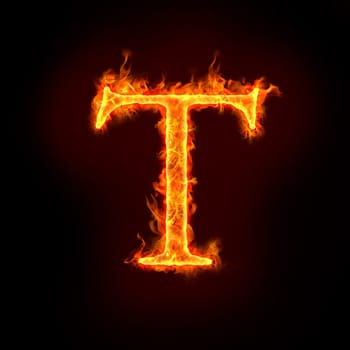 fire alphabets in flame, letter T