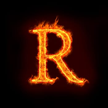 fire alphabets in flame, letter R