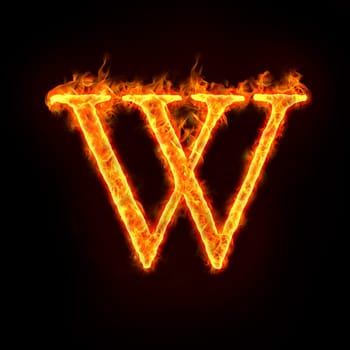 fire alphabets in flame, letter W