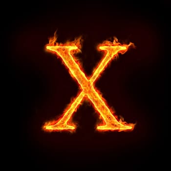 fire alphabets in flame, letter X