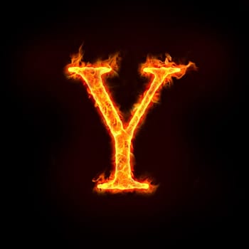 fire alphabets in flame, letter Y