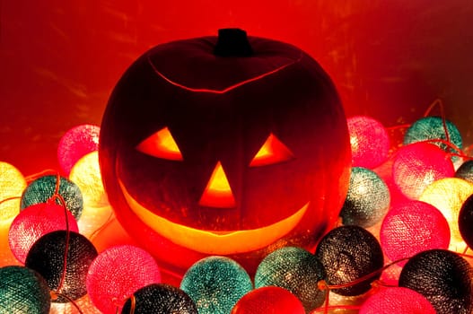 Halloween lantern and electric garland
