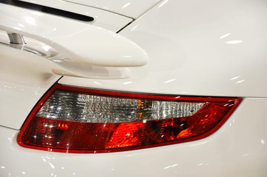 Detail of a white sports car