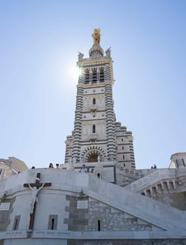 Notre Dame de la Garde of Marseille in France in the morning