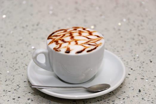 Italian cappuccino decorated with chocolate