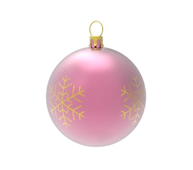 Rose Christmas ball isolated on white