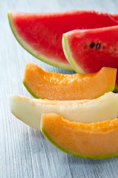 a slice of watermelon and melon