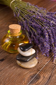 lavender flowers and stones, spa concept