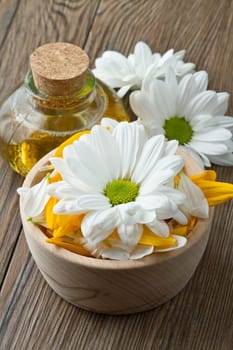 spa accessories on wood table