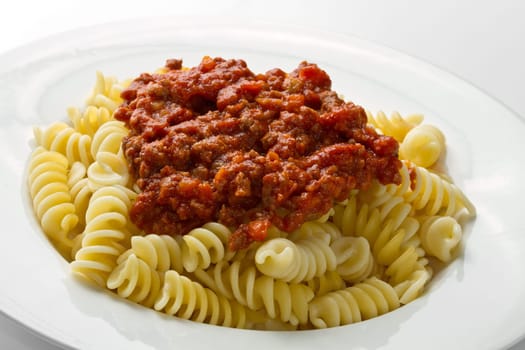 pasta with bolognese sauce with tomatoes and meat