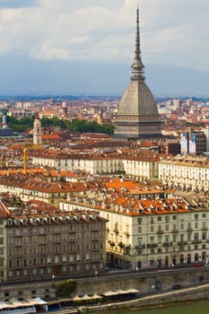 a view of Turin with a famous Mole Anttonelliana