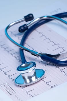 Part of stethoscope and electrocardiogram (ECG)