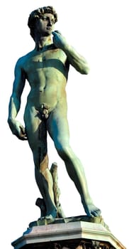 A copy of David&#039 s Statue, by Michaelangelo, made in bronze, in Piazzale Michelangelo, Florence, Italy.