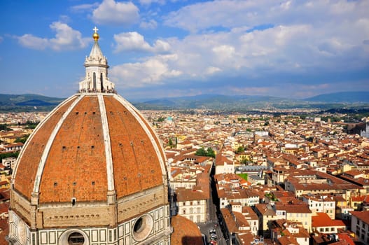 View of the Duomo and the town of Florence, in the Italian Tuscany.