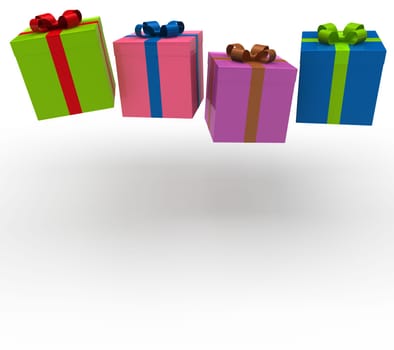 3d gift box red green blue pink celebration