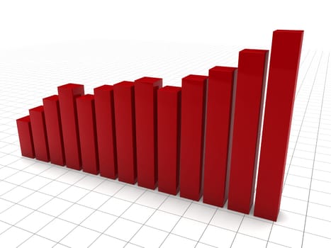 3d graph red diagram growth chart success
