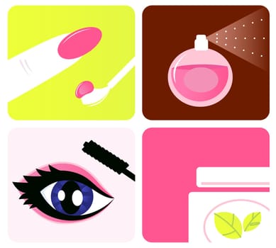Icon set of makeup and beauty icons. Vector Illustration.