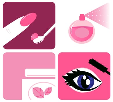 Icon set of makeup and beauty icons. Vector Illustration.
