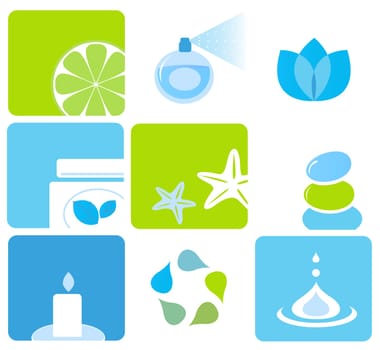 Vector icons collection of beauty and spa icons isolated on white.
