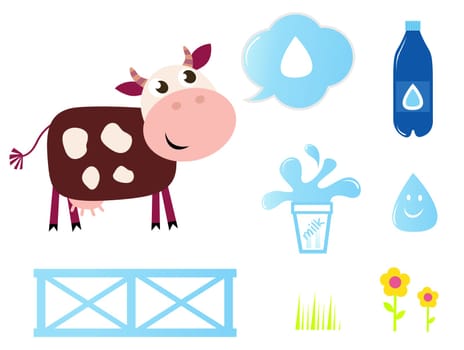 Milk, food and nature icons - Vector cartoon Illustration