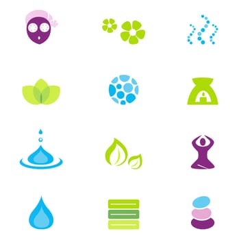 Vector collection of wellness and spa icons and symbols. Vector