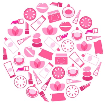 Beauty icons collection in sphere. Vector Illustration.