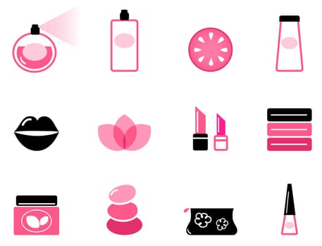 Vector set or collection of beauty icons isolated on white.